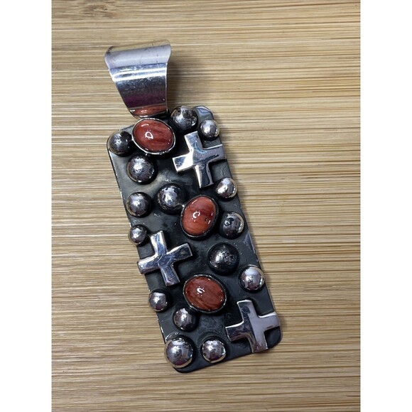 Signed- Chimney Butte Southwestern Large Sterling Silver Cross/dot Pendant - Picture 2 of 6